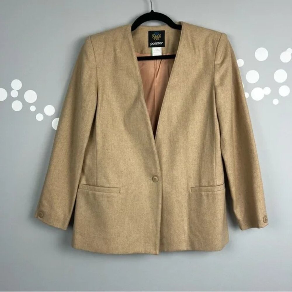 Vintage Panther Wool Blend One-Button Blazer Jacket Size 11/12